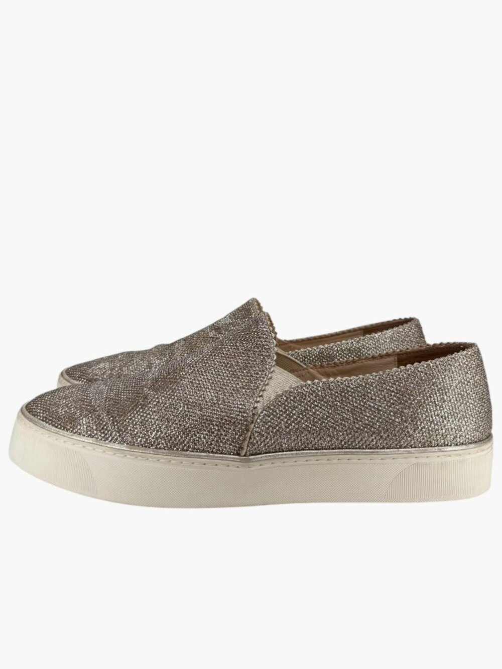 STUART WEITZMAN Nugget Metallic Slip On Flat Shoes - Silver/Gold - Size 10